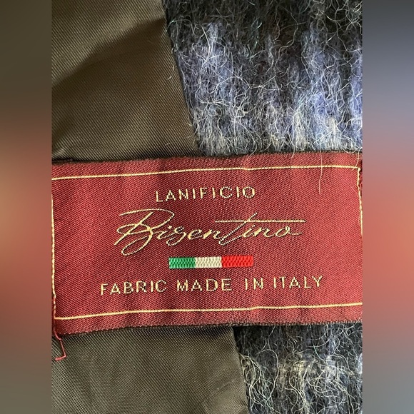 Eryn Brinie Made In Italy Winter Wool Coat Metallic Blue Sz S Oversized Collar - Picture 4 of 11